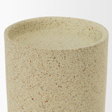 Akira Small Textured Beige Metal Pillar Candle Holder from Mercana - Luna Furniture