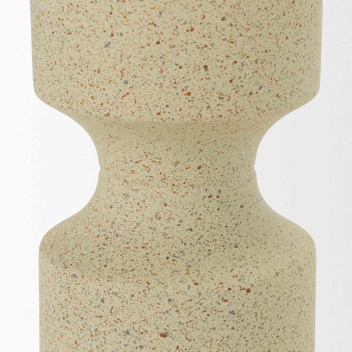 Akira Small Textured Beige Metal Pillar Candle Holder from Mercana - Luna Furniture