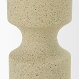 Akira Small Textured Beige Metal Pillar Candle Holder from Mercana - Luna Furniture
