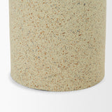 Akira Small Textured Beige Metal Pillar Candle Holder from Mercana - Luna Furniture