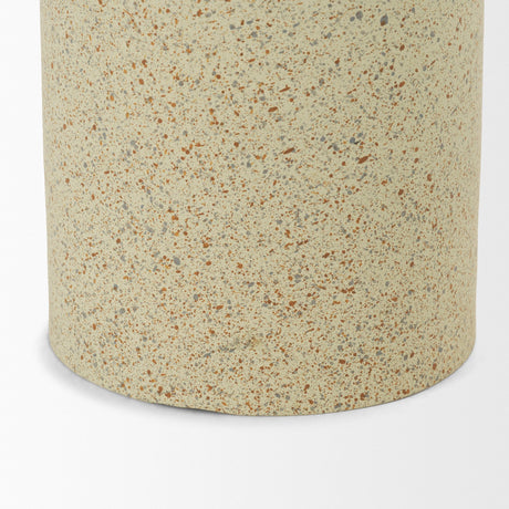 Akira Small Textured Beige Metal Pillar Candle Holder from Mercana - Luna Furniture