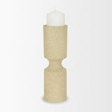 Akira Large Textured Beige Metal Pillar Candle Holder from Mercana - Luna Furniture