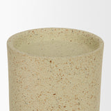 Akira Large Textured Beige Metal Pillar Candle Holder from Mercana - Luna Furniture