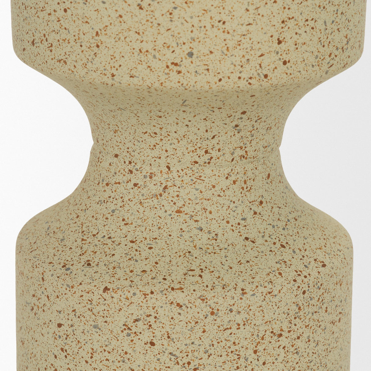 Akira Large Textured Beige Metal Pillar Candle Holder from Mercana - Luna Furniture