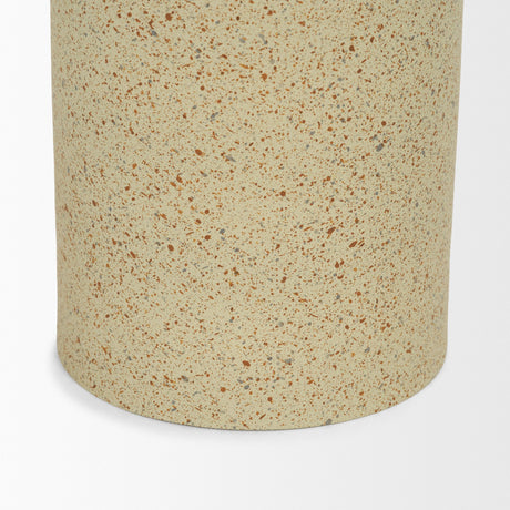 Akira Large Textured Beige Metal Pillar Candle Holder from Mercana - Luna Furniture