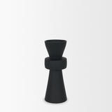 Odilia Small Smooth Matte Black Metal Geometric Pillar Candle Holder from Mercana - Luna Furniture