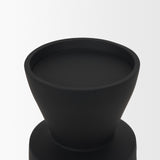 Odilia Small Smooth Matte Black Metal Geometric Pillar Candle Holder from Mercana - Luna Furniture