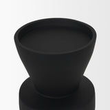 Odilia Small Smooth Matte Black Metal Geometric Pillar Candle Holder from Mercana - Luna Furniture