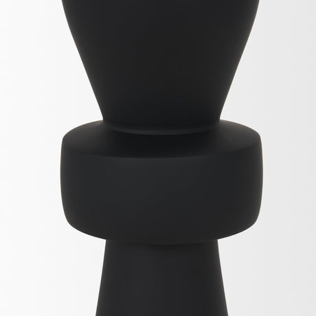 Odilia Small Smooth Matte Black Metal Geometric Pillar Candle Holder from Mercana - Luna Furniture