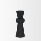 Odilia Large Smooth Matte Black Metal Geometric Pillar Candle Holder from Mercana - Luna Furniture
