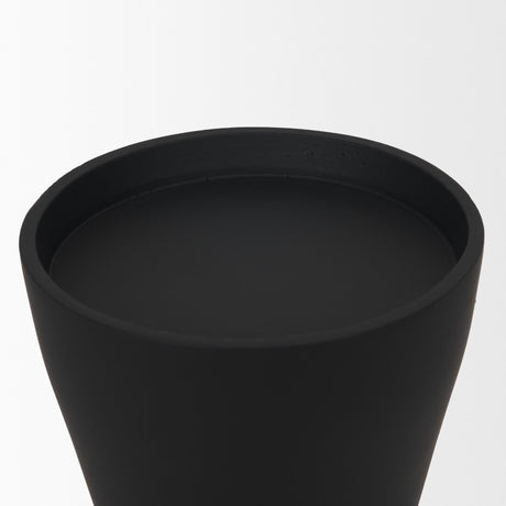 Odilia Large Smooth Matte Black Metal Geometric Pillar Candle Holder from Mercana - Luna Furniture