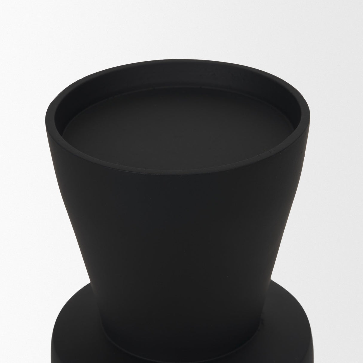 Odilia Large Smooth Matte Black Metal Geometric Pillar Candle Holder from Mercana - Luna Furniture