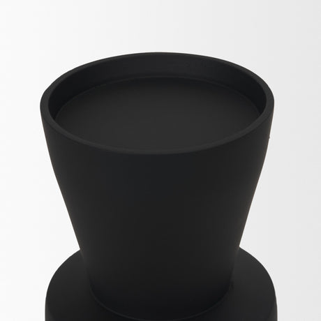Odilia Large Smooth Matte Black Metal Geometric Pillar Candle Holder from Mercana - Luna Furniture