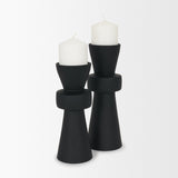 Odilia Large Smooth Matte Black Metal Geometric Pillar Candle Holder from Mercana - Luna Furniture