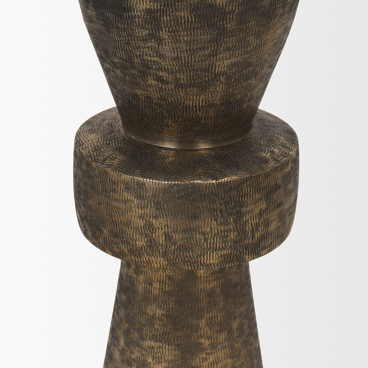Odilia Small Textured Antiqued Gold Metal Geometric Pillar Candle Holder from Mercana - Luna Furniture