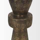 Odilia Small Textured Antiqued Gold Metal Geometric Pillar Candle Holder from Mercana - Luna Furniture