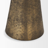 Odilia Small Textured Antiqued Gold Metal Geometric Pillar Candle Holder from Mercana - Luna Furniture