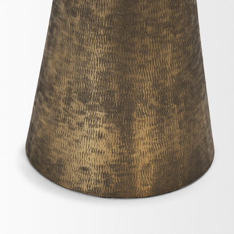 Odilia Small Textured Antiqued Gold Metal Geometric Pillar Candle Holder from Mercana - Luna Furniture