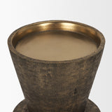 Odilia Large Textured Antiqued Gold Metal Geometric Pillar Candle Holder from Mercana - Luna Furniture