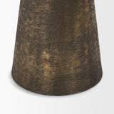 Odilia Large Textured Antiqued Gold Metal Geometric Pillar Candle Holder from Mercana - Luna Furniture
