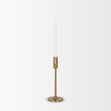 Chantria Small Solid Natural Brass Adjustable Taper Candle Holder from Mercana - Luna Furniture