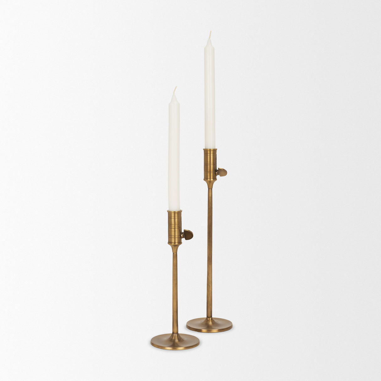 Chantria Small Solid Natural Brass Adjustable Taper Candle Holder from Mercana - Luna Furniture