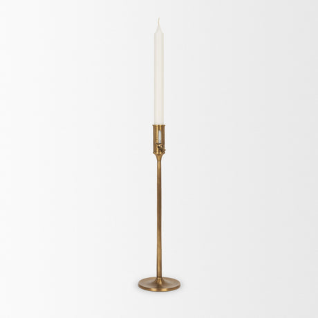 Chantria Large Solid Natural Brass Adjustable Taper Candle Holder from Mercana - Luna Furniture