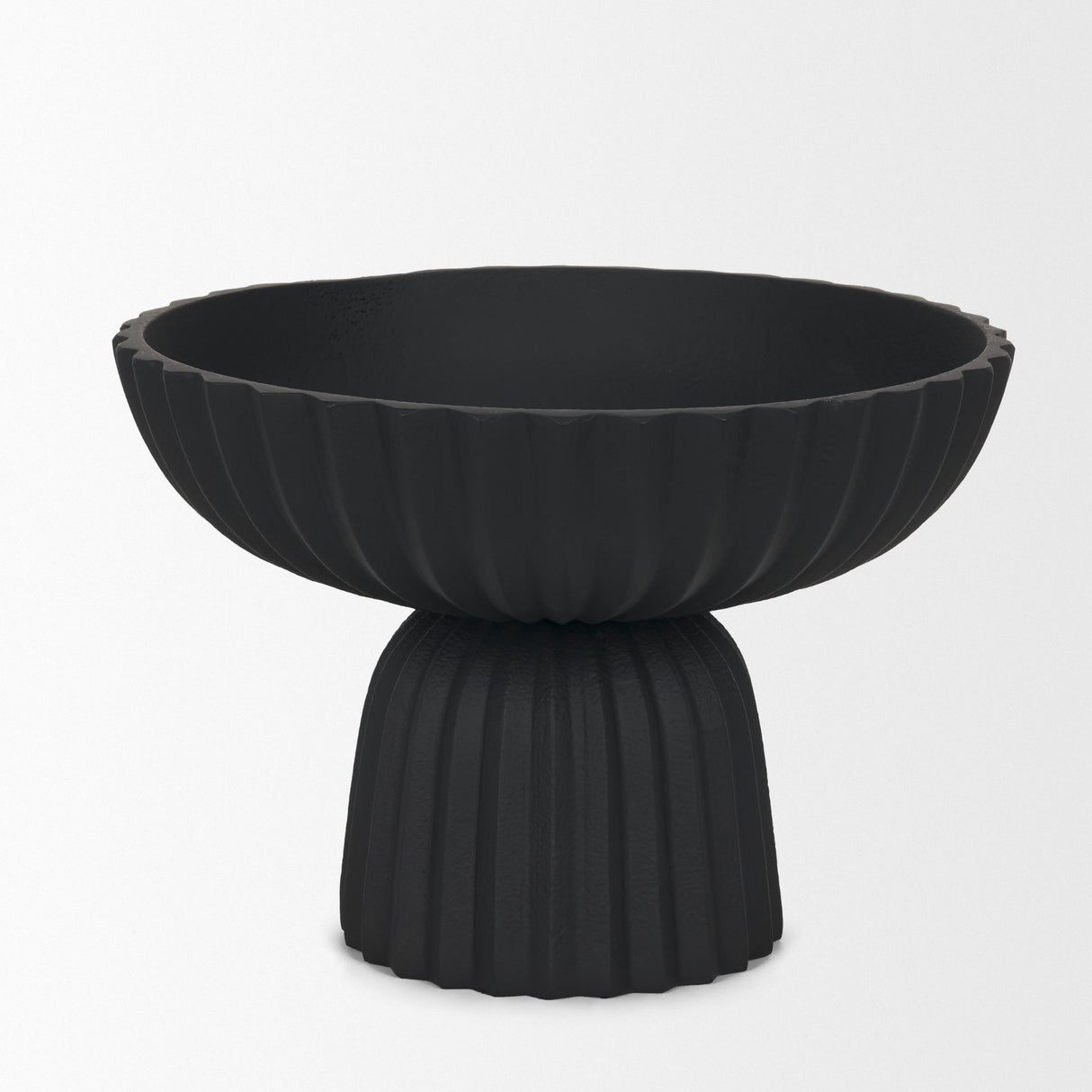 Ciaran Smooth Fluted Matte Black Metal Decorative Bowl from Mercana - Luna Furniture