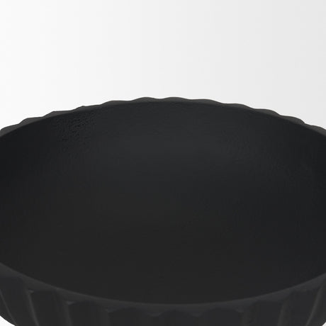 Ciaran Smooth Fluted Matte Black Metal Decorative Bowl from Mercana - Luna Furniture