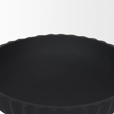 Ciaran Smooth Fluted Matte Black Metal Decorative Bowl from Mercana - Luna Furniture