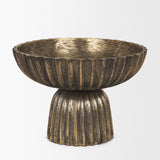 Ciaran Fluted Textured Antiqued Gold Metal Decorative Bowl from Mercana - Luna Furniture