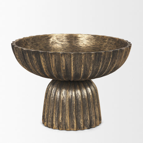 Ciaran Fluted Textured Antiqued Gold Metal Decorative Bowl from Mercana - Luna Furniture
