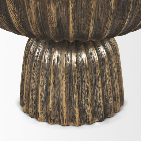 Ciaran Fluted Textured Antiqued Gold Metal Decorative Bowl from Mercana - Luna Furniture