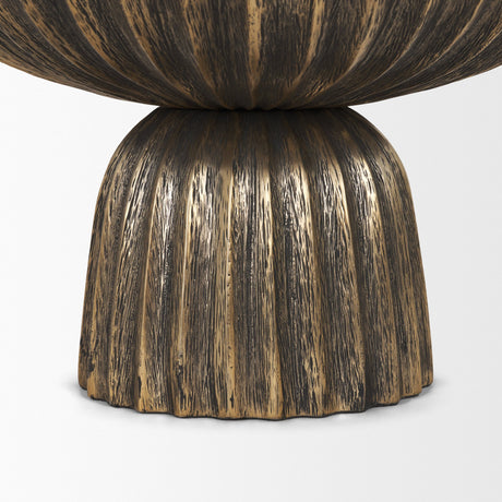 Ciaran Fluted Textured Antiqued Gold Metal Decorative Bowl from Mercana - Luna Furniture