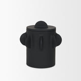 Deacon Small Matte Black Metal Canister with Sculptural Handles from Mercana - Luna Furniture