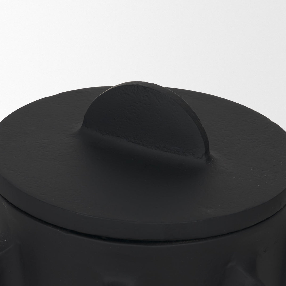 Deacon Small Matte Black Metal Canister with Sculptural Handles from Mercana - Luna Furniture
