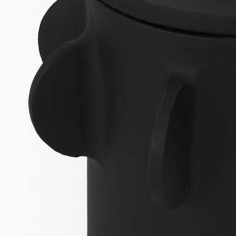 Deacon Small Matte Black Metal Canister with Sculptural Handles from Mercana - Luna Furniture