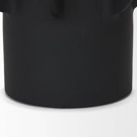 Deacon Small Matte Black Metal Canister with Sculptural Handles from Mercana - Luna Furniture
