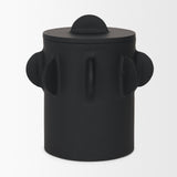 Deacon Large Matte Black Metal Canister with Sculptural Handles from Mercana - Luna Furniture