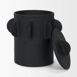 Deacon Large Matte Black Metal Canister with Sculptural Handles from Mercana - Luna Furniture