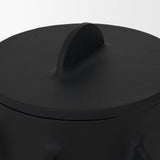 Deacon Large Matte Black Metal Canister with Sculptural Handles from Mercana - Luna Furniture