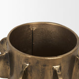 Deacon Small Antiqued Gold Metal Canister with Sculptural Handles from Mercana - Luna Furniture