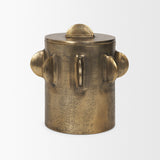 Deacon Large Antiqued Gold Metal Canister with Sculptural Handles from Mercana - Luna Furniture
