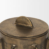 Deacon Large Antiqued Gold Metal Canister with Sculptural Handles from Mercana - Luna Furniture