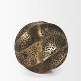 Imani Small Sculptural Textured Antiqued Gold Metal Decorative Orb Object from Mercana - Luna Furniture