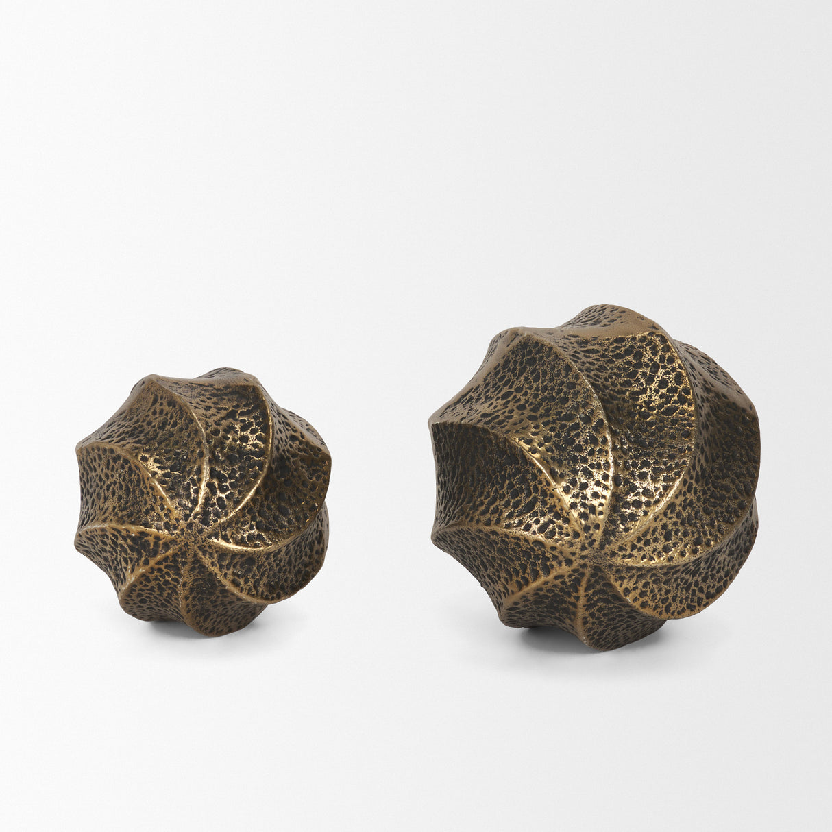 Imani Small Sculptural Textured Antiqued Gold Metal Decorative Orb Object from Mercana - Luna Furniture