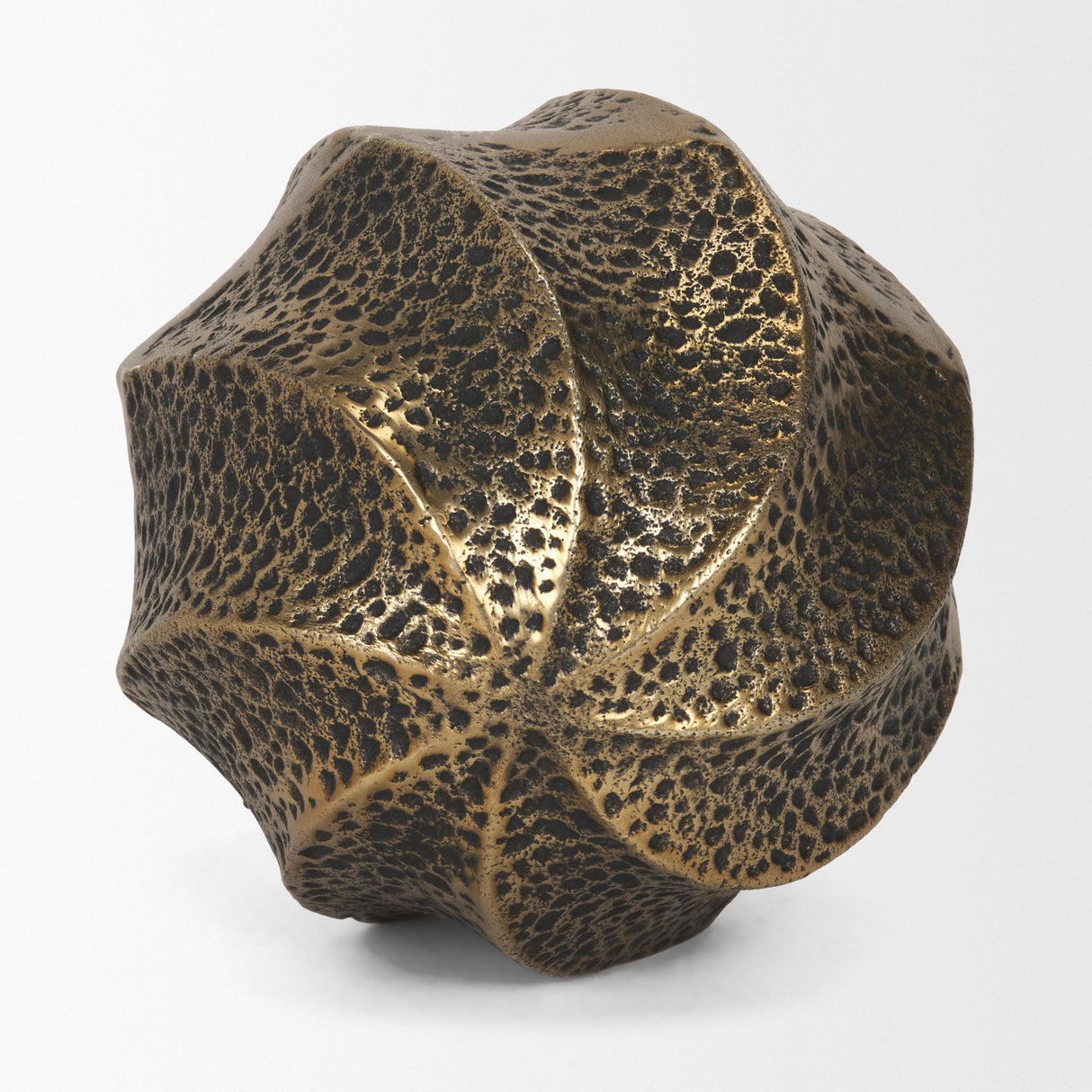 Imani Large Sculptural Textured Antiqued Gold Metal Decorative Orb Object from Mercana - Luna Furniture