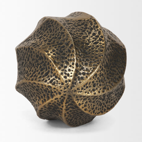Imani Large Sculptural Textured Antiqued Gold Metal Decorative Orb Object from Mercana - Luna Furniture