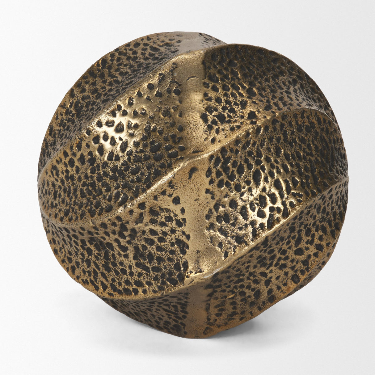 Imani Large Sculptural Textured Antiqued Gold Metal Decorative Orb Object from Mercana - Luna Furniture