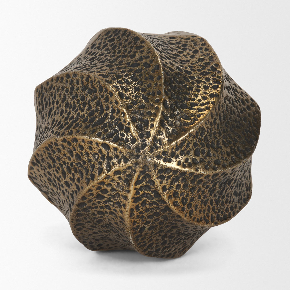 Imani Large Sculptural Textured Antiqued Gold Metal Decorative Orb Object from Mercana - Luna Furniture